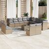 vidaXL 14-tlg. Garten-Sofagarnitur mit Kissen Beige Poly Rattan