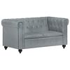 vidaXL Chesterfield-Sofa 2-Sitzer Grau Echtleder