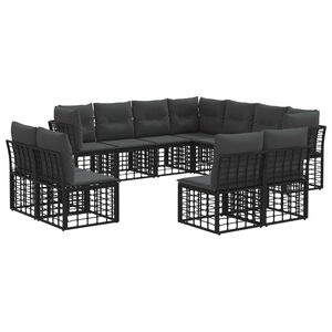 vidaXL Outdoor-Sofagarnitur Schwarz Polyester