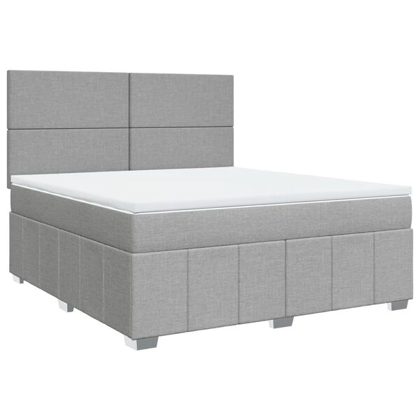 vidaXL Boxspringbett mit Matratze Hellgrau 180x200 cm Stoff