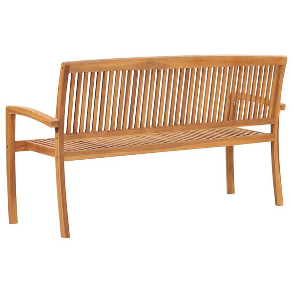 vidaXL Gartenbank 3-Sitzer Stapelbar 159 cm Massivholz Teak