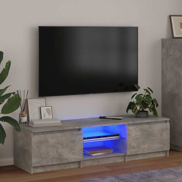 vidaXL TV-Schrank mit LED-Leuchten Betongrau 140x40x36 cm