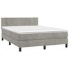 vidaXL Boxspringbett mit Matratze & LED Hellgrau 140x190 cm Samt