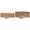 vidaXL Gartentisch und Fu&szlig;hocker Set mit Dunkelgrauem Kissen Teakholz