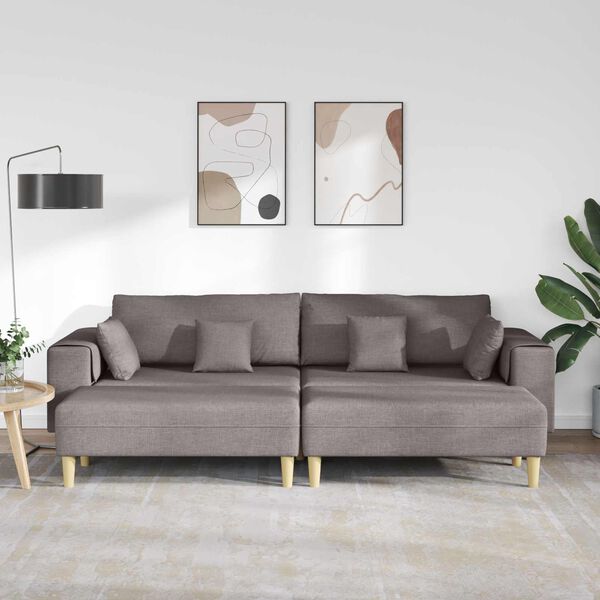 vidaXL Sofa mit Kissen 3 pcs Taupe Stoff