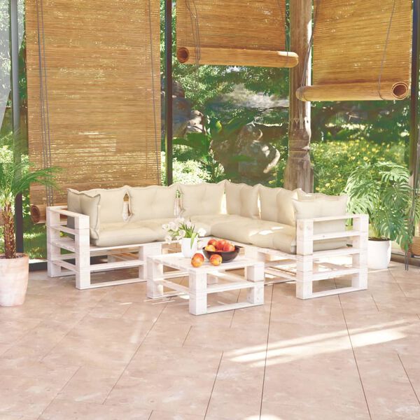 vidaXL 6-tlg. Garten-Lounge-Set aus Paletten mit Kissen Kiefernholz