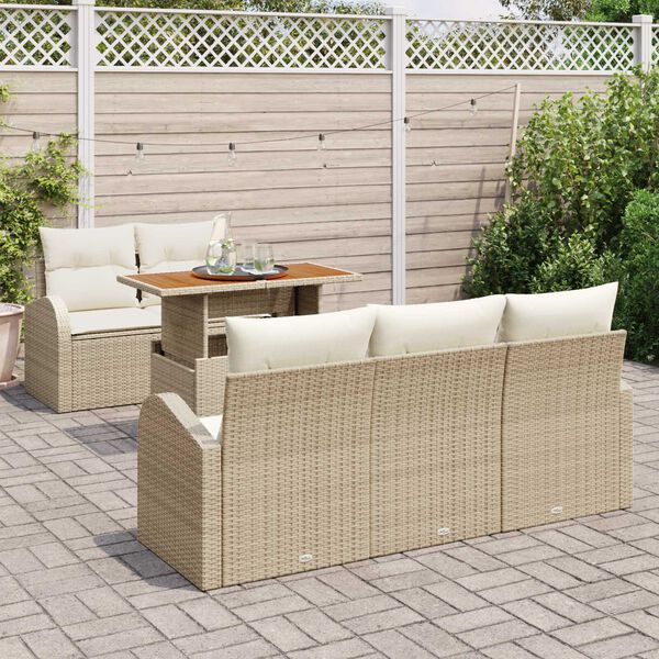 vidaXL Garten-Sofa-Set mit Kissen 6 pcs Beige und Creme