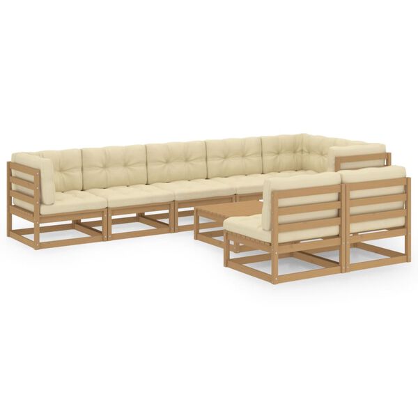 vidaXL 9-tlg. Garten-Lounge-Set mit Kissen Massivholz Kiefer