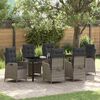 vidaXL Garten Essgruppe mit Kissen 7 pcs Grau Poly-Rattan