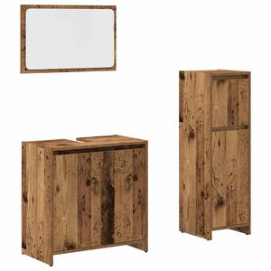 vidaXL 3-tlg. Badm&ouml;bel-Set Altholz-Optik Holzwerkstoff