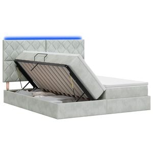 vidaXL LED-Speicherbett mit Matratze Hellgrau 180 x 200 cm Samt