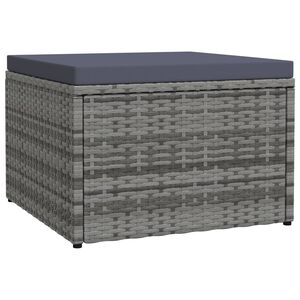 vidaXL Outdoor-Fu&szlig;hocker mit Kissen Grau Polyrattan