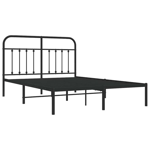 vidaXL Bettgestell mit Kopfteil Metall Schwarz 135x190 cm