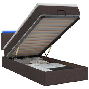 vidaXL Ottoman-Bett mit Matratze und LED Dunkelbraun 80 x 200 cm Stoff