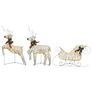 vidaXL Weihnachtsdeko Rentier & Schlitten 60 LEDs Outdoor Golden