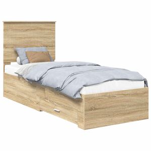 vidaXL Bettrahmen Sonoma Eiche und Silber 70 x 190 cm Holzwerkstoff