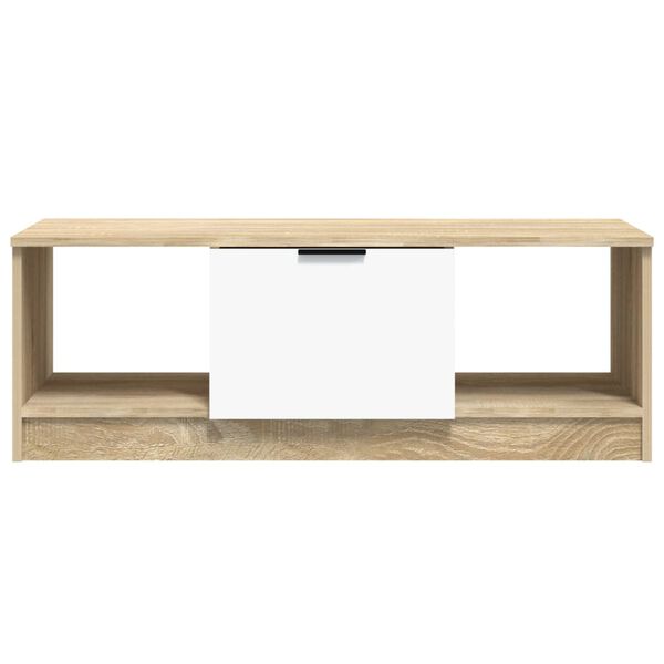 vidaXL Couchtisch Wei&szlig; und Sonoma-Eiche 102x50x36 cm Holzwerkstoff
