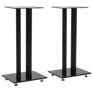vidaXL Lautsprecherst&auml;nder 2 Stk. Doppels&auml;ulen-Design Hartglas Schwarz