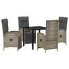 vidaXL Garten Essgruppe mit Kissen 5 pcs Grau Poly-Rattan