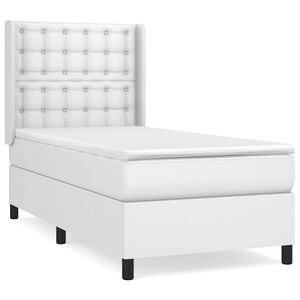vidaXL Boxspringbett mit Matratze Wei&szlig; 80x200 cm Kunstleder