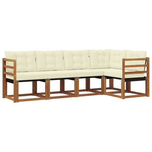 vidaXL Outdoor-Sofagarnitur mit Kissen 5 pcs Nat&uuml;rlich und Schwarz