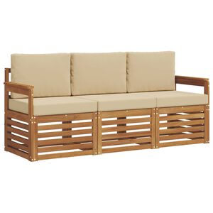 vidaXL Sofagarnituren 3 pcs Natur und Beige Massivholz Akazie