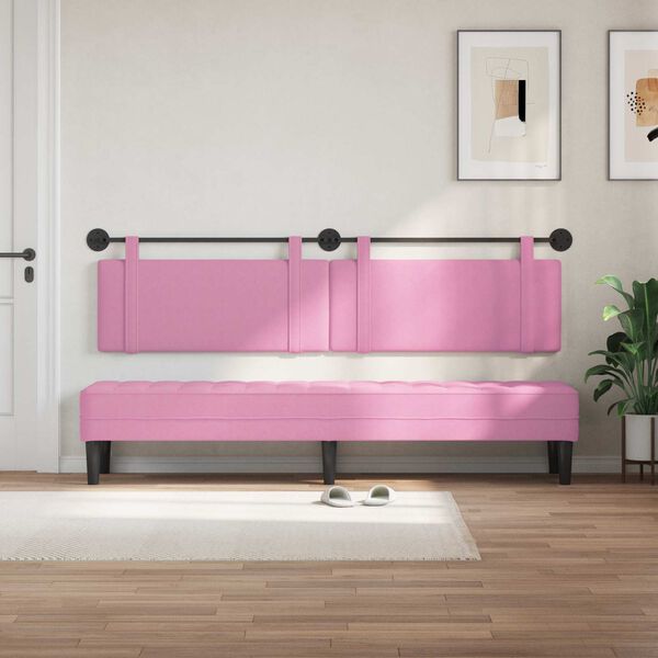 vidaXL H&auml;ngevorderseite Wandmontiert Uni Rosa 210 x 55 x 5 cm Stoff