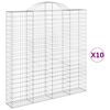 vidaXL Gabionen mit Hochbogen 10 Stk 200x30x200/220cm Verzinktes Eisen