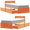 vidaXL Bett mit Schubladen und Matratze Wachsbraun 90x200 Massivholz