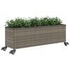 vidaXL Pflanzk&uuml;bel mit Rollen 3 T&ouml;pfe Grau 107x32x38 cm Poly-Rattan