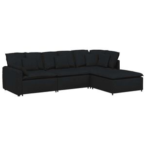 vidaXL Modulares Sofa mit Fu&szlig;hocker Kissen Stoff Schwarz