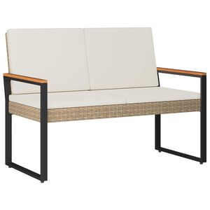 vidaXL Bank Outdoor Beige und Cremewei&szlig; 107 x 61 x 80 cm Poly-Rattan