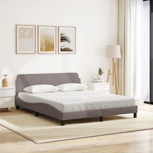 vidaXL Bett mit Matratze "Dover" Taupe 160x200 cm Stoff