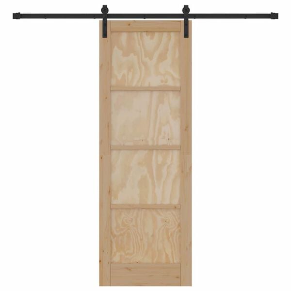 vidaXL Schiebet&uuml;r Braun 73,5 x 211 cm Massives Kiefernholz