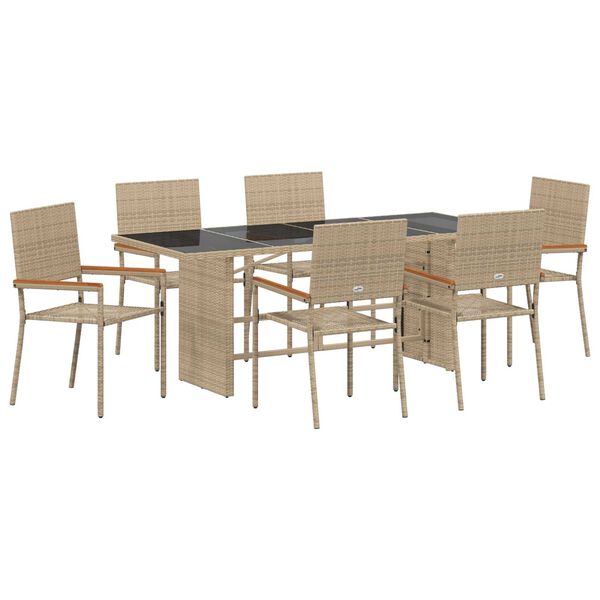 vidaXL Garten Essgruppe 7 pcs Beige Poly-Rattan