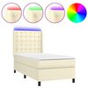 vidaXL Boxspringbett mit Matratze & LED Creme 90x190 cm Kunstleder