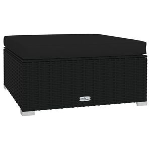 vidaXL Gartenhocker mit Kissen Schwarz 70x70x30 cm Poly Rattan