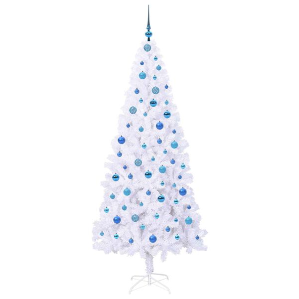 vidaXL Künstlicher Weihnachtsbaum Weiß 210 cm PVC und Stahl