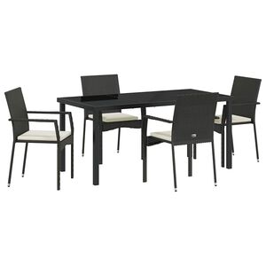 vidaXL Garten Essgruppe mit Kissen 5 pcs Schwarz Poly-Rattan