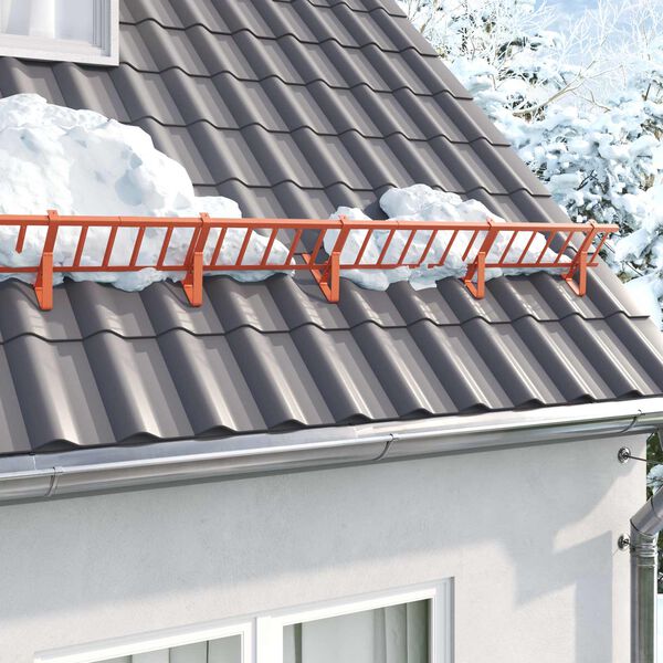 vidaXL Dachschneeschild Rot 600 x 2,5 x 20 cm Stahl