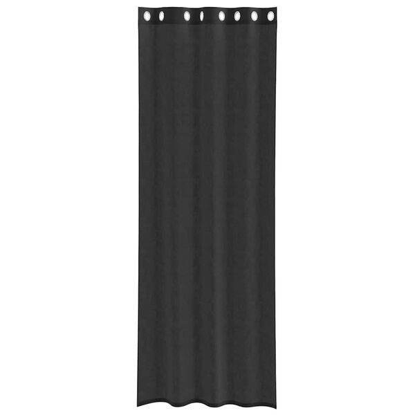 vidaXL Voile Vorhänge mit Ösen 2 Stk. Schwarz 140x300 cm