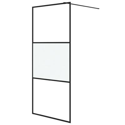 VidaXL Duschwand Walk-In 90x195 Cm – ESG-Glas Halbmattiert Schwarz, Aluminiumrahmen, Verstellbar, Für Eckeinstieg