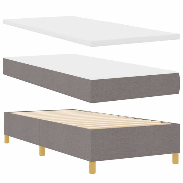 vidaXL Boxspringbett mit Matratze Taupe 100 x 200 cm Stoff