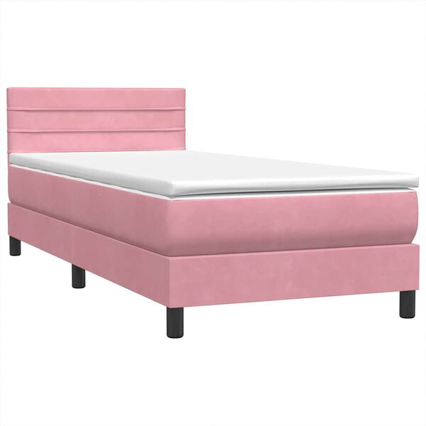 vidaXL Boxspringbett mit Matratze Rosa 90x220 cm Samt