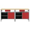 vidaXL Werkbank-Set mit Schubladen 2 pcs Rot 200 x 55 x 85 cm