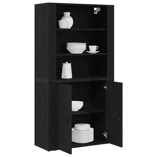 vidaXL Highboard Schwarz Eichen-Optik 80 x 33 x 150 cm Holzwerkstoff