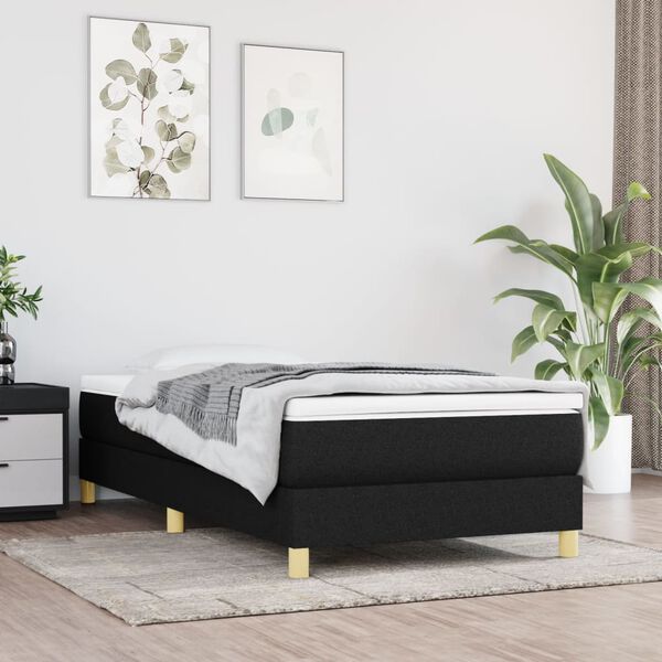 vidaXL Boxspringbett mit Matratze Schwarz 90x190 cm Stoff