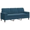 vidaXL 3-Sitzer-Sofa mit Zierkissen Blau 180 cm Samt