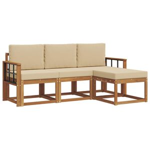 vidaXL Outdoor-Sofagarnitur mit Kissen 4 pcs Natur und Beige