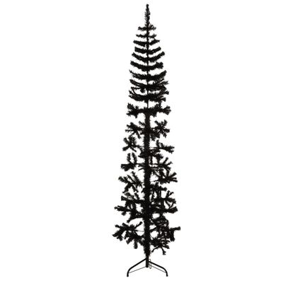 vidaXL Künstlicher Halb-Weihnachtsbaum Ständer Schlank Schwarz 210 cm